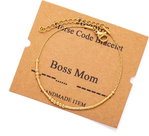 Vista 96 de JoycuFF Pulseras inspiradoras de código morse para mujeres, cuentas de plata, joyería con mantra de motivación, regalos para ella