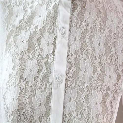 Vista 4 de Camisa de mujer con cuello falso de encaje y media camisa desmontable de cuello sintético con nudo de algodón