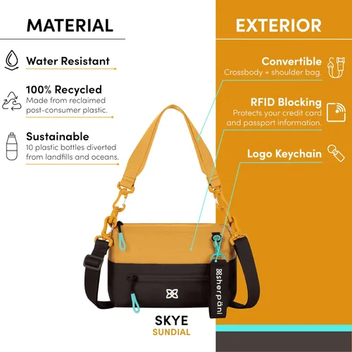 Vista 35 de Sherpani Skye - Bolso cruzado pequeño, de nailon, ligero, para mujer, con protección RFID