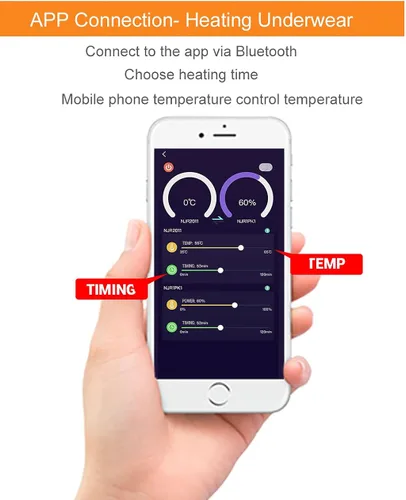 Vista 2 de scosao Ropa interior térmica para hombres y mujeres, juego de ropa interior térmica USB recargable, con ajuste de temperatura de aplicación