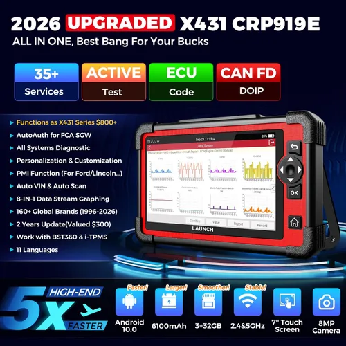 Vista 2 de LAUNCH Escáner X431 CRP919E OBD2, Herramienta de Escaneo Bidireccional 2026 como CRP919EBT, CANFD/DoIP/FCA SGW, Código ECU, 35+ Servicios, Pruebas