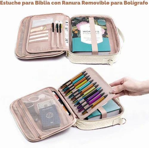 Vista 2 de Funda para la Biblia para mujer, estuche grande para la Biblia con asas