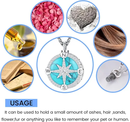 Vista 89 de Joyas de turquesa para mujeres y hombres de plata de ley 925 con colgante de urna para cenizas, collar con medallón de imagen, martillo de Thor