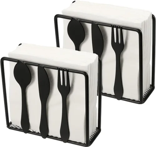 Vista 10 de uxcell Servilletero de metal cuadrado de 4.5 x 1.8 x 4 pulgadas, elegante decoración de mesa de hierro rústico para el hogar, cocina, hoteles