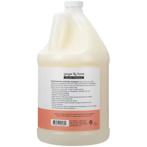 Vista 2 de Ginger Lily Farms Salon Formula FrizzFreeze Pro Champú antiencrespamiento para cabello encrespado, 100% vegano y libre de crueldad, 1 galón