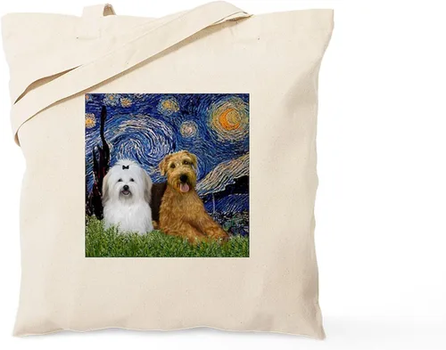 Vista 19 de CafePress The Starry Night by Vincent Van Gogh - Bolsa de lona reutilizable de lona beige, Caqui, S