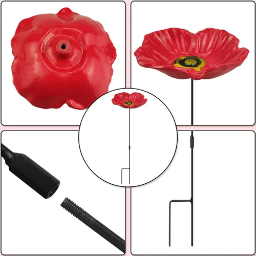 Vista 7 de MIXXIDEA Comedero para pájaros de girasol para exteriores, pequeña bandeja para pegar en el suelo, bonita bandeja para decoración de jardín al aire