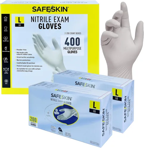 Vista 11 de SAFESKIN Nitrile Exam Gloves Disposable - 3.5 Mil, Gray, Powder Free Gloves for Medical, Dental, Cleaning, Cooking