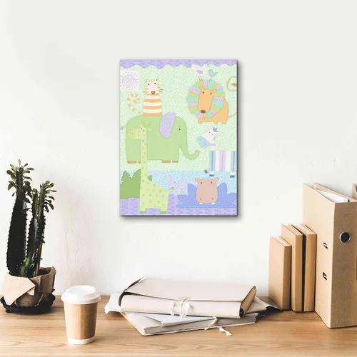 Vista 8 de Epic Graffiti 'Zoo Time 2' por Viv Eisner, lienzo decorativo para pared, 12 x 16 pulgadas