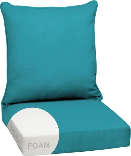 Vista 18 de Arden - Juego de cojines de asiento profundo para exteriores, espuma, 24x24, aguamarina