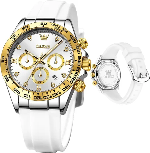 Vista 15 de OLEVS Relojes de diamante de lujo pequeños para mujer - Pulsera de acero inoxidable, impermeables, analógicos, luminosos, con fecha, relojes