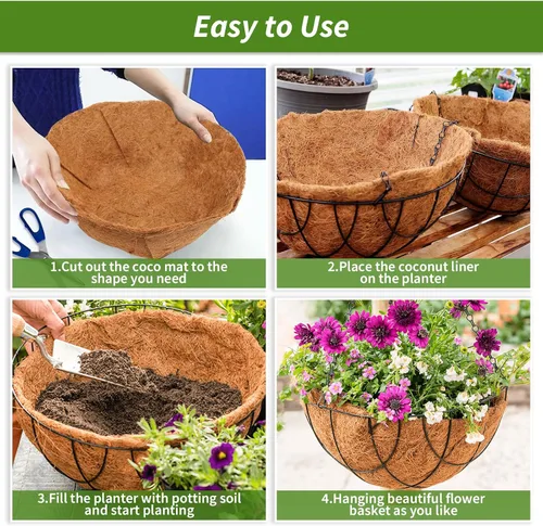 Vista 5 de Legigo Rollo de revestimiento de coco natural de 12 x 160 pulgadas, forro de coco para maceta, cesta colgante de caja de ventana, rollo de fibra
