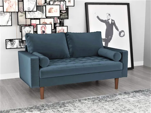 Vista 44 de Container Furniture - Sofá de piel sintética para la sala de estar moderna con cojines extraíbles y patas de madera maciza, sofá estilo lujoso