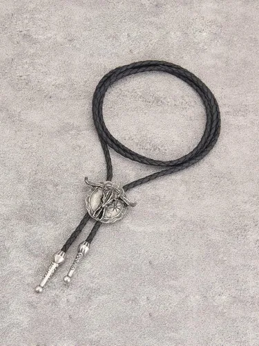 Vista 321 de Jeilwiy Corbata de bolo para hombre, corbata de vaquero occidental, collar de corbata de bolo dorado, corbata de cuero, corbata de Halloween