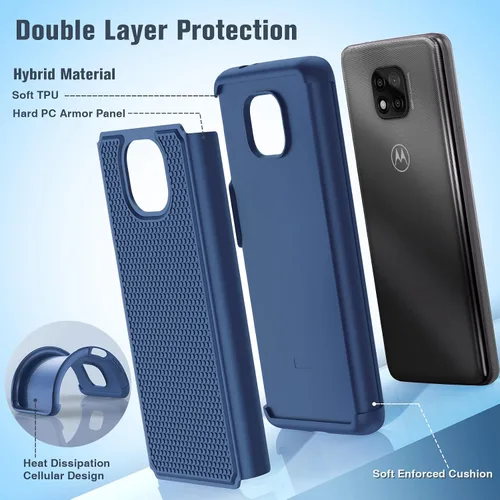 Vista 3 de BNIUT Funda para Motorola Moto G Power 2021: Funda Protectora de Doble Capa de Servicio Pesado para Teléfono Celular a Prueba de Golpes Resistente