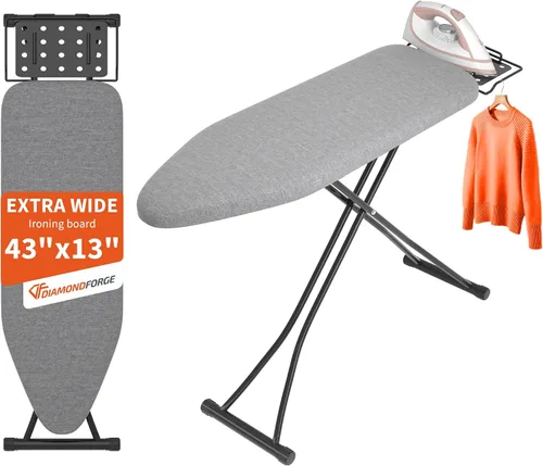 Vista 8 de [Usado] Tabla de planchar con soporte de hierro, 7 alturas ajustables, tabla de hierro estándar de tamaño de 43 x 13 pulgadas con cubierta