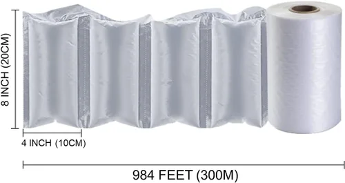 Vista 3 de Rollo de película de cojín de burbujas de aire para embalaje de protección, 984 pies x 4 x 8 pulgadas (984.3 ft x 3.9 in x 7.9 in) Paquete de 4