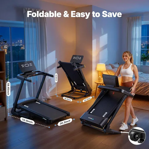 Vista 7 de MERACH Cinta de correr con inclinación automática del 15/18%, cinta de correr de 55"/47"x18"/19" de ancho, 0.5-8.7MPH/10MPH 3.5HP Cinta de correr