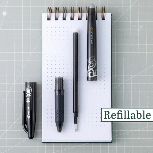 Vista 4 de PILOT FriXion Ball - Bolígrafos de tinta de gel borrables y recargables, punta fina, tinta color negro, paquete de 12 unidades (31550)