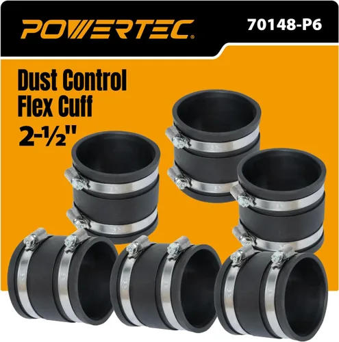 Vista 12 de POWERTEC 70148 Manguito flexible de control de polvo con abrazaderas de acero, 2-1/2 pulgadas
