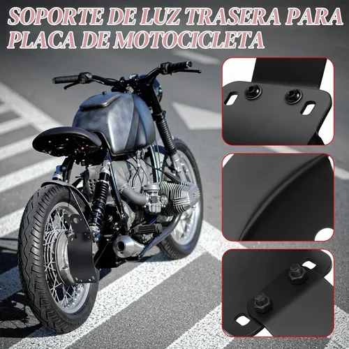 Vista 2 de Amazicha Soporte de placa de matrícula de montaje lateral curvado con agujero de eje de 3/4 pulgadas compatible con Harley Touring Sporster Bobber