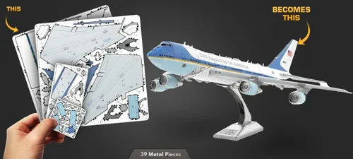 Vista 4 de Fascinations Kit de modelo de metal 3D Metal Earth Air Force One con pinzas