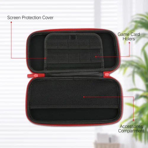 Vista 4 de PERFECTSIGHT Cute Switch Carrying Case for Nintendo Switch OLED Switch Lite Mario Fans, Portable Travel Carry Case with 12 Game Card Slots, Inner