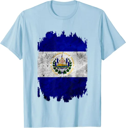 Vista 38 de Camiseta con bandera de El Salvador de El Salvador con diseño de bandera de El Salvador, Negro, S