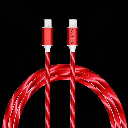 Vista 14 de Cable USB PD cargador rápido iluminado (USB 3 en 1 azul), cable de datos de teléfono, cable de carga de luz fluida, 39 pulgadas, material TPE