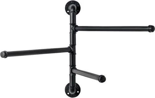 Vista 7 de MyGift Toallero giratorio de 3 niveles, barra de toalla de baño de baño montada en la pared, soporte para toalla de mano colgante, diseño de tubería