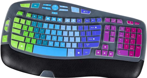 Vista 13 de Funda protectora para teclado Logitech K350 MK570 MK550, vinilo adhesivo para teclado Logitech K350 MK550 MK570, funda protectora de onda Negro
