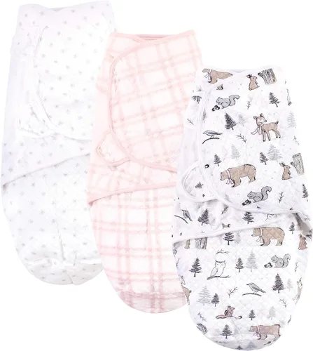 Vista 12 de Hudson Baby Envoltura de algodón acolchada unisex para bebé, 3 unidades, bosque de niños, 0-3 meses