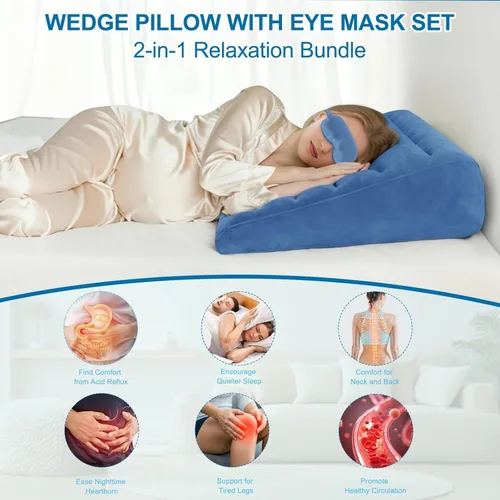 Vista 3 de Almohada inflable de cuña, ligera, rápida de inflar y desinflar, soporte cómodo para espalda y cuello, cama inflable ideal para almohadas sobre