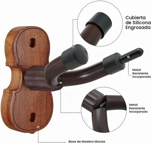 Vista 2 de BestSounds - Soporte de pared para violín con gancho para arco Home & Studio, soporte para violín de palisandro (palisandro MA-R5)