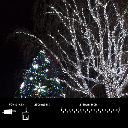 Vista 2 de 1000 luces LED de Navidad enchufables, tira de luces de petardo de 81 pies para exteriores, impermeable, con controlador, 8 modos de luces en racimo