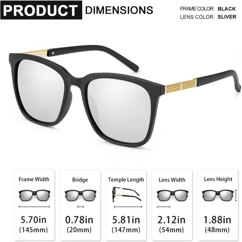 Vista 4 de SIPHEW Polarized Sunglasses for Women, Mirrored Sunglasses-Fashion Oversized Eyewear with UV400 Protection