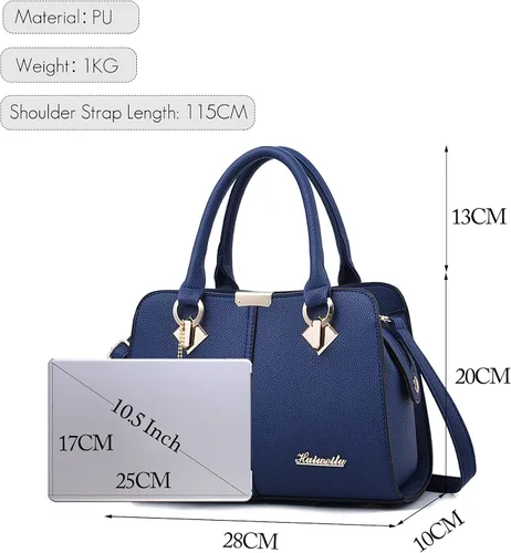 Vista 4 de Bolso elegante para mujer, bolso de hombro, bolso cruzado de viaje, bolso de mensajero para compradores, impermeable, de piel sintética