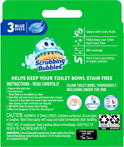 Vista 9 de Scrubbing Bubbles Limpieza continua para inodoro, limpiador automático de inodoros azul, tabletas de tanque seguras para sépticos que eliminan