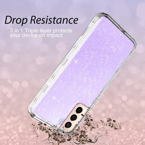 Vista 4 de Funda protectora completa con purpurina para Galaxy S22 Plus - Híbrido resistente, a prueba de golpes, transparente, brillante