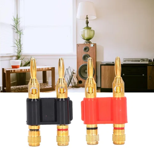 Vista 3 de 2 unids Conectores de altavoz banana apilables Enchufe de plátano macho Conectores de latón de 2 vías Accesorios de alambre de altavoz 32A 1000V