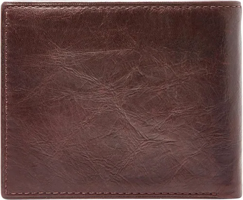Vista 4 de Fossil Billetera plegable de cuero para hombre con ventana de identificación abatible para hombres