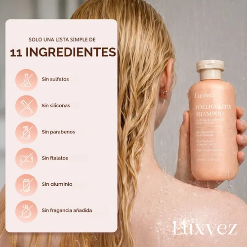 Vista 3 de Champú antifúngico para mujeres Tratamiento de foliculitis: champú para dermatitis seborreica para alivio del cuero cabelludo escamoso