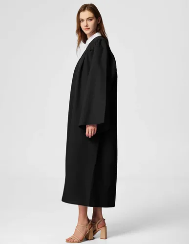 Vista 2 de MyGradDay Batas de coro unisex mate para iglesia, bautismo, oficiante, confirmación, vestido de graduación, bata de pastor y jueces Negro