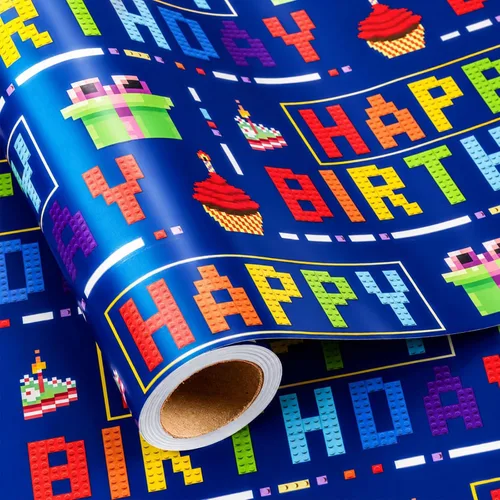 Vista 9 de Burymento Monster Truck Wrapping Paper Roll, Boys Birthday Wrapping Paper