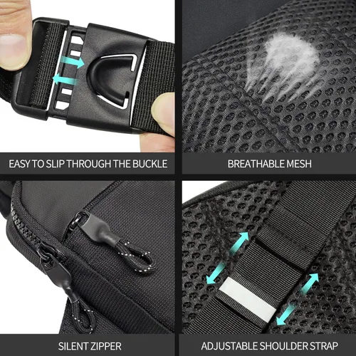 Vista 3 de Mini bolso bandolera para hombre, bolso cruzado pequeño para mujer, riñoneras informales, bolsa de bolsillo personal, mochila para teléfono