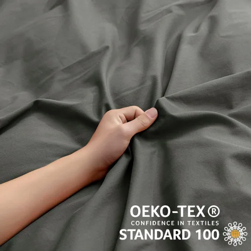 Vista 4 de JELLYMONI Funda de edredón gris tamaño King, funda de edredón 100% algodón lavado con textura similar al lino, juego de ropa de cama de 3 piezas
