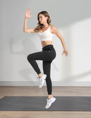 Vista 6 de HARTPOR Pantalones deportivos de algodón para mujer, pantalones deportivos para yoga, pantalones deportivos casuales para correr con bolsillos