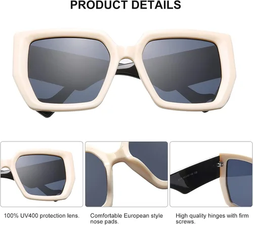Vista 6 de OKH Oversized Sunglasses for Women Trendy Square Sun Glasses UVA UVB Protection