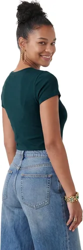 Vista 26 de Emmalise - Camiseta de manga corta para mujer, cuello redondo, estilo básico, pack de valor, tallas junior y grandes