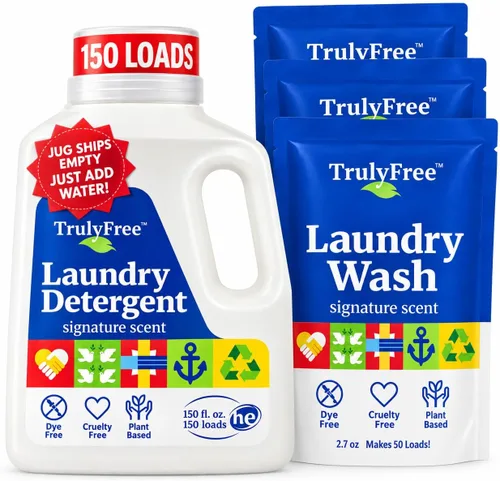 Vista 11 de Truly Free Detergente Natural para Ropa para Piel Sensible Ecológico, a Base de Plantas, Seguro para Ropa de Bebé Polvo Limpio y Fácil